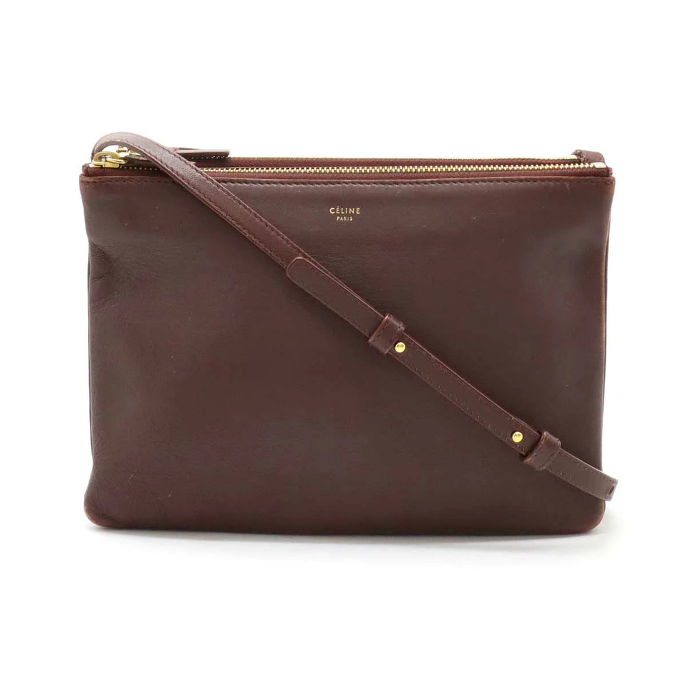 Celine Trio Crossbody Bag Lambskin Leather Bordeaux Purple